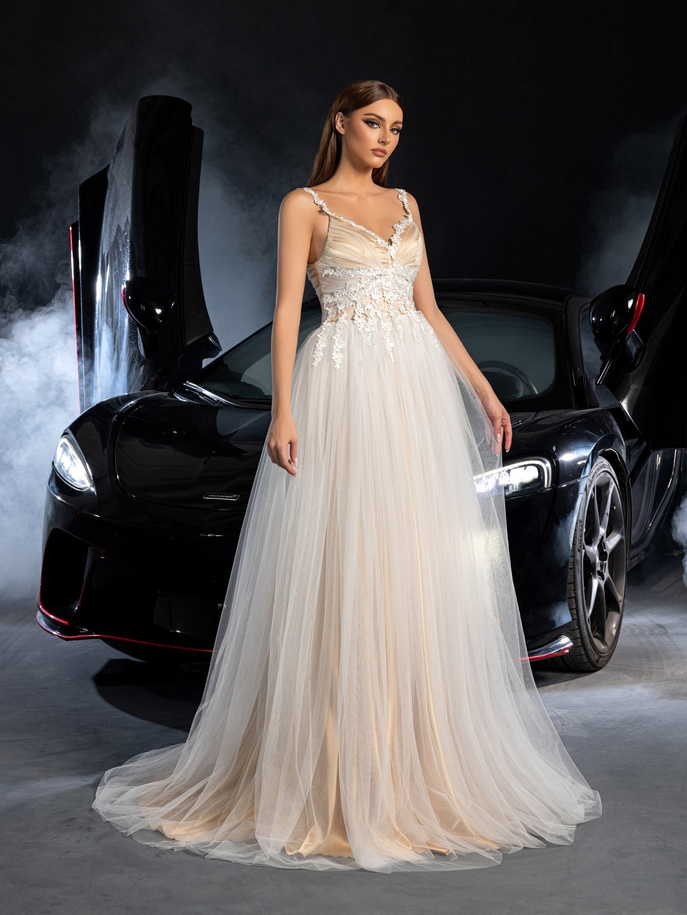 Additional product view of Lace-Up Backless Sleeveless A-Line Appliqué Wedding Dress