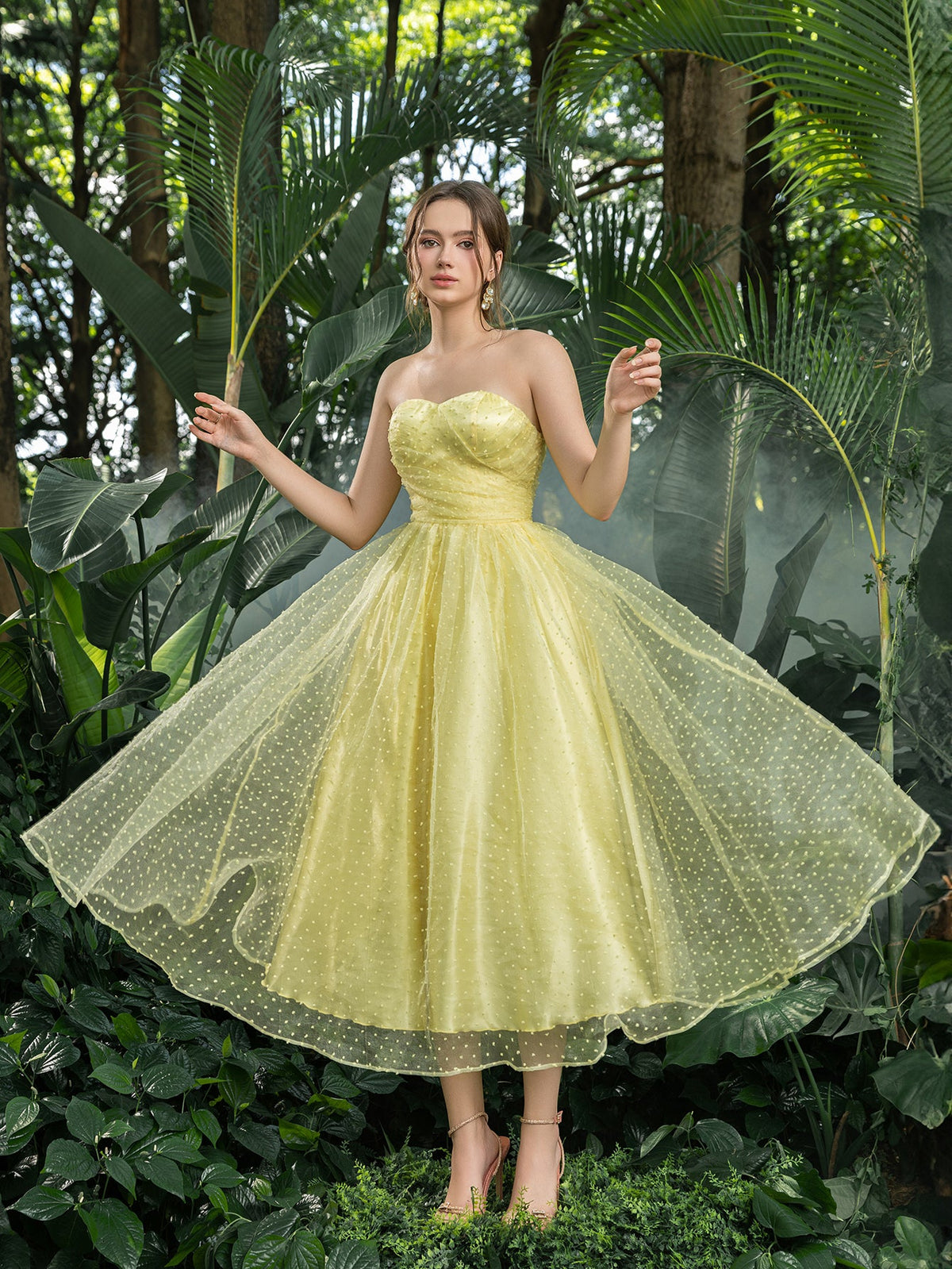 Strapless Lace Sleeveless A-Line Midi Dress — authorized product image 5
