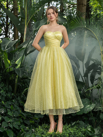 Strapless Lace Sleeveless A-Line Midi Dress — authorized product image 6
