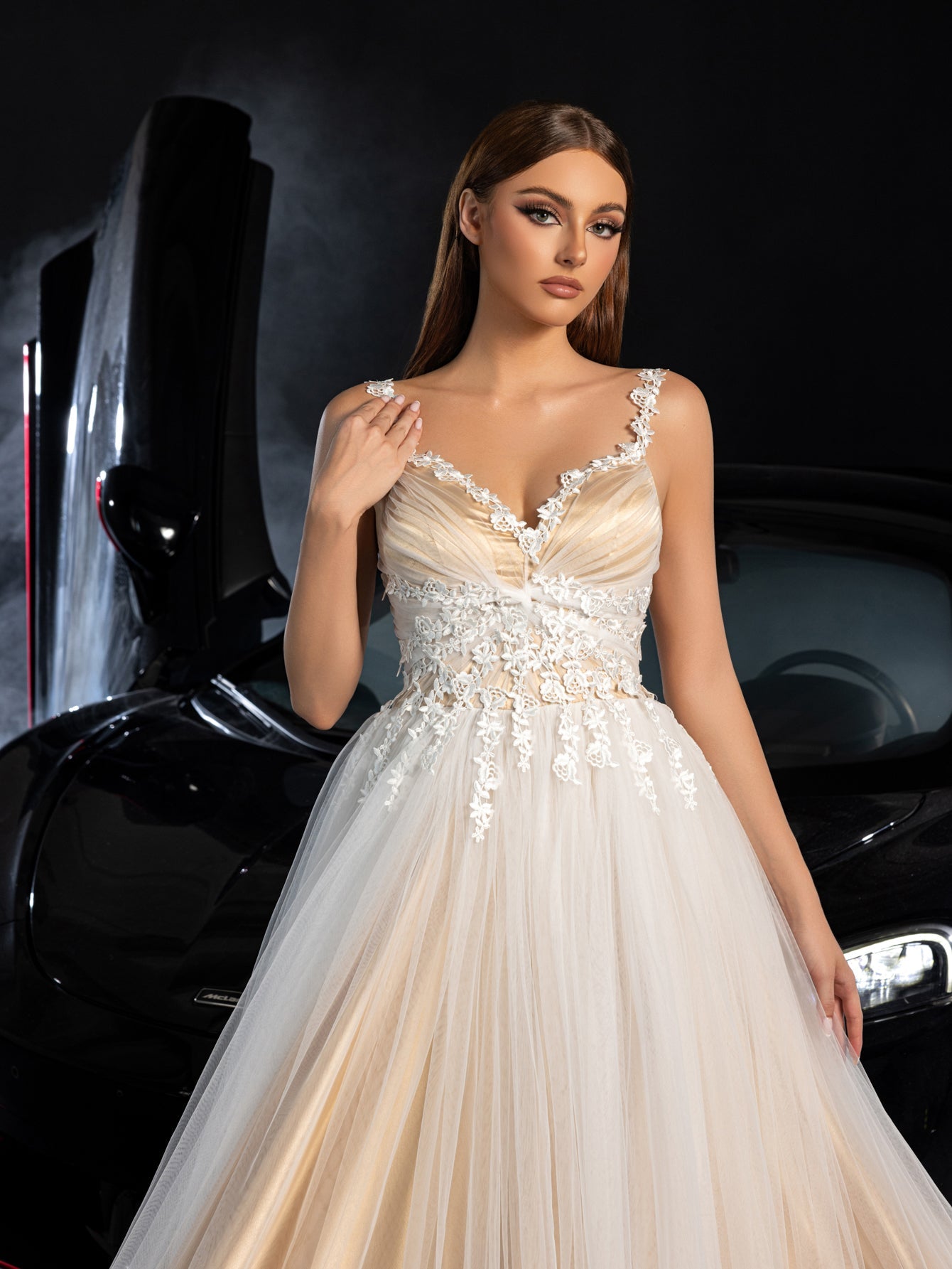 Additional product view of Lace-Up Backless Sleeveless A-Line Appliqué Wedding Dress
