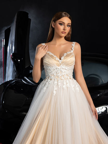 Additional product view of Lace-Up Backless Sleeveless A-Line Appliqué Wedding Dress