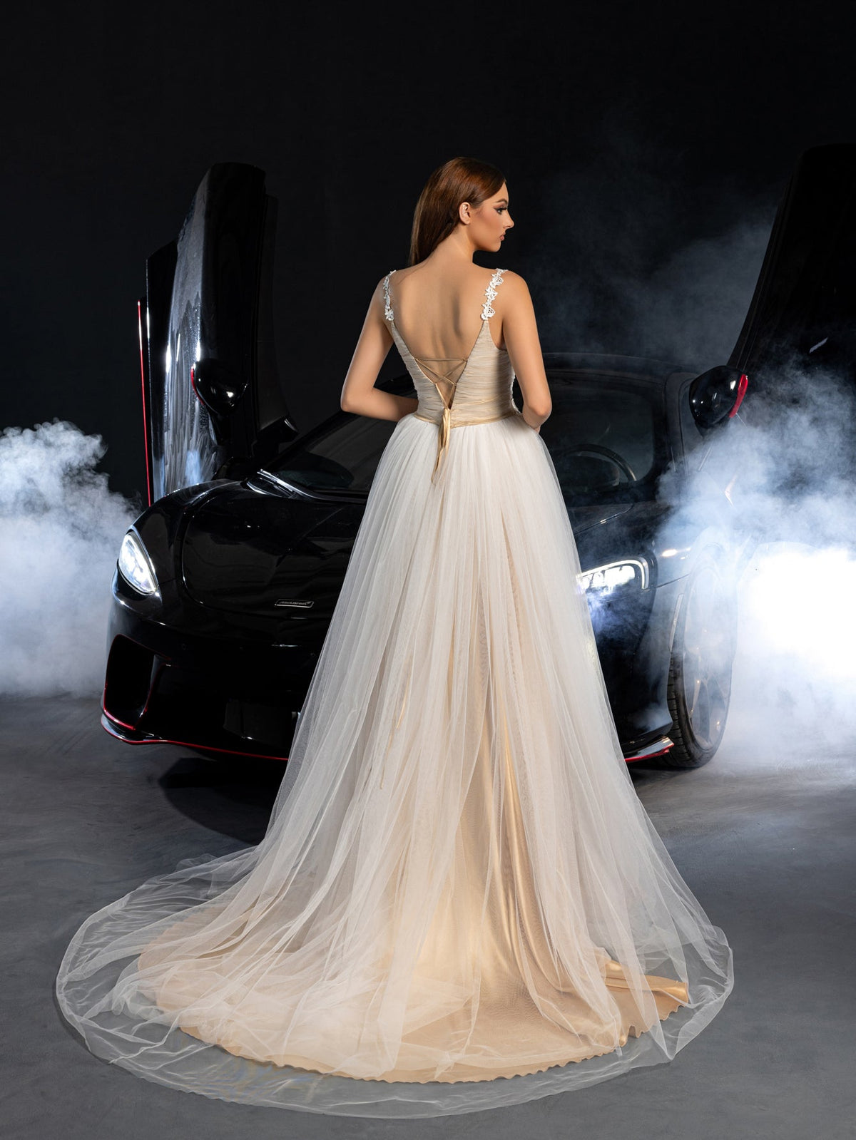 Additional product view of Lace-Up Backless Sleeveless A-Line Appliqué Wedding Dress