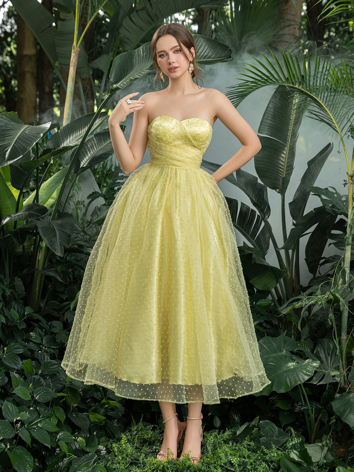 Strapless Lace Sleeveless A-Line Midi Dress — authorized product image 7
