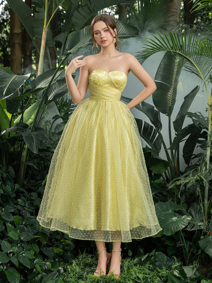 Strapless Lace Sleeveless A-Line Midi Dress — authorized product image 7