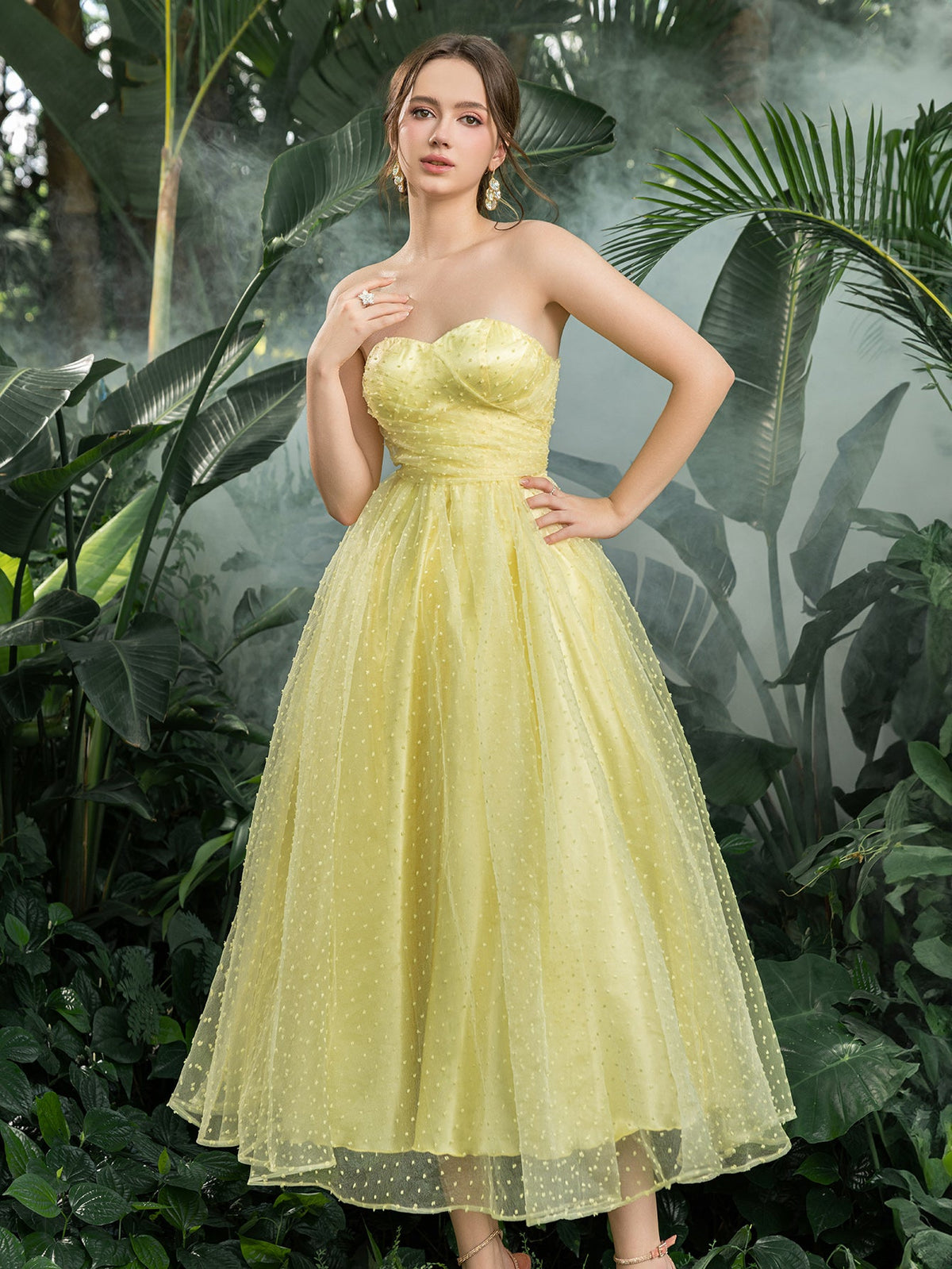 Strapless Lace Sleeveless A-Line Midi Dress — authorized product image 8