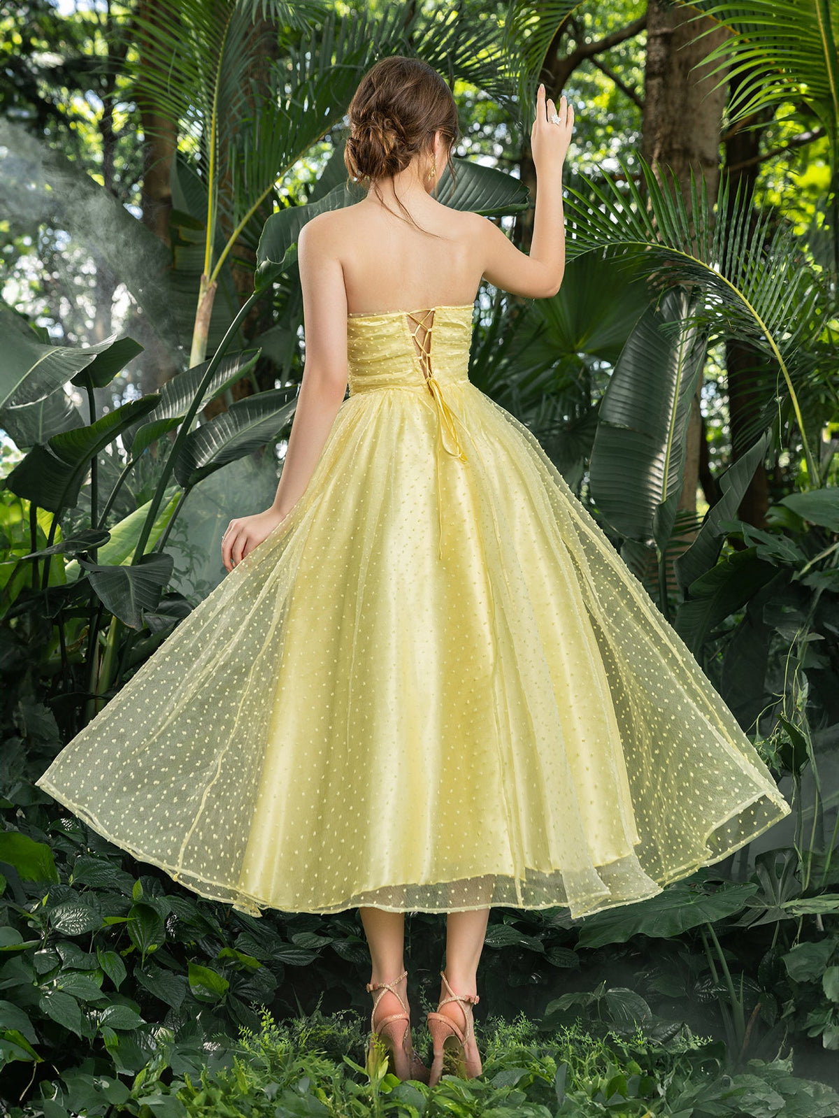 Strapless Lace Sleeveless A-Line Midi Dress — authorized product image 2