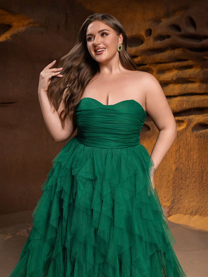 Additional product view of Mesh Overlay Plus-Size Strapless Sleeveless A-Line Wedding Dress