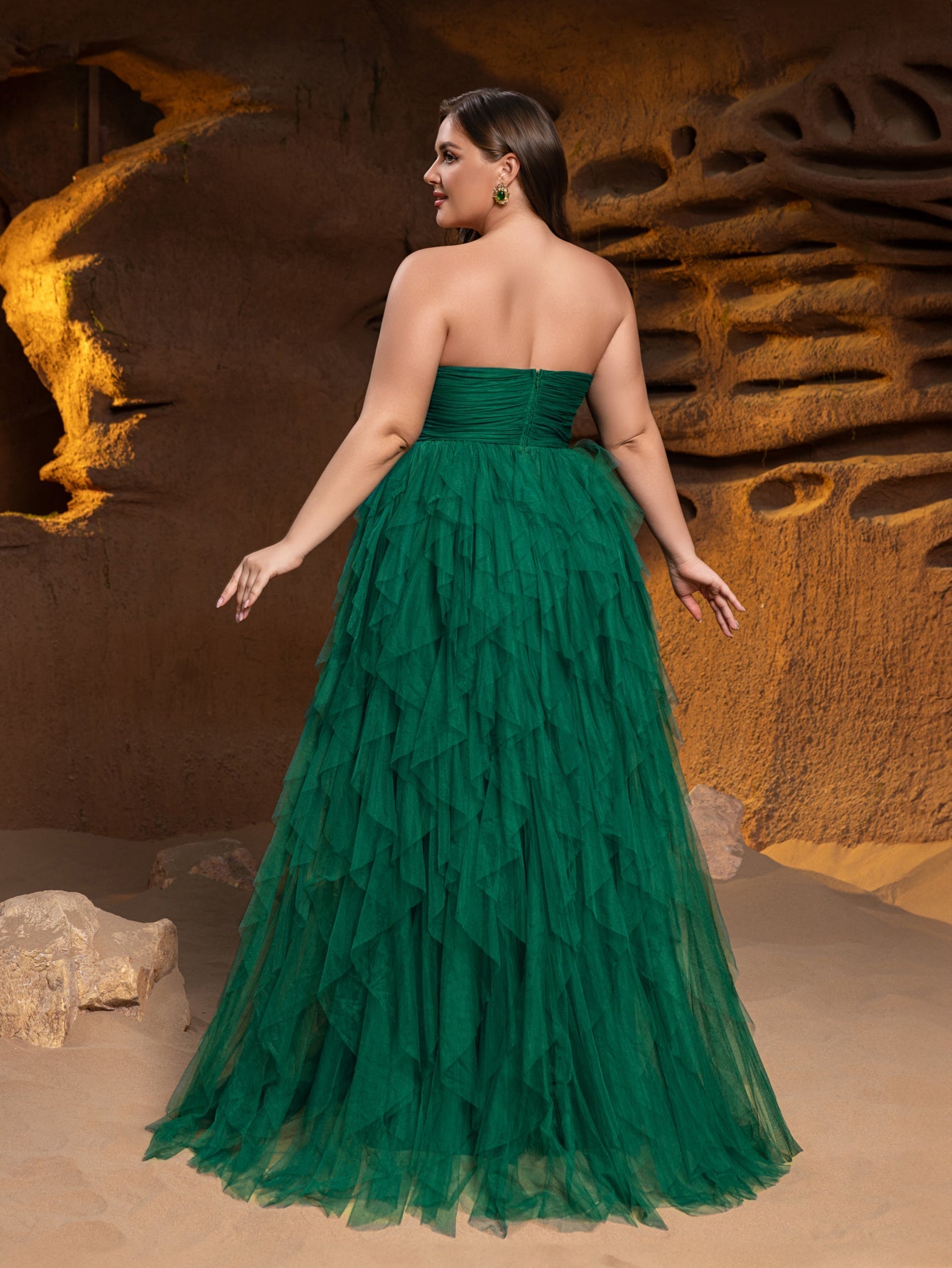Additional product view of Mesh Overlay Plus-Size Strapless Sleeveless A-Line Wedding Dress