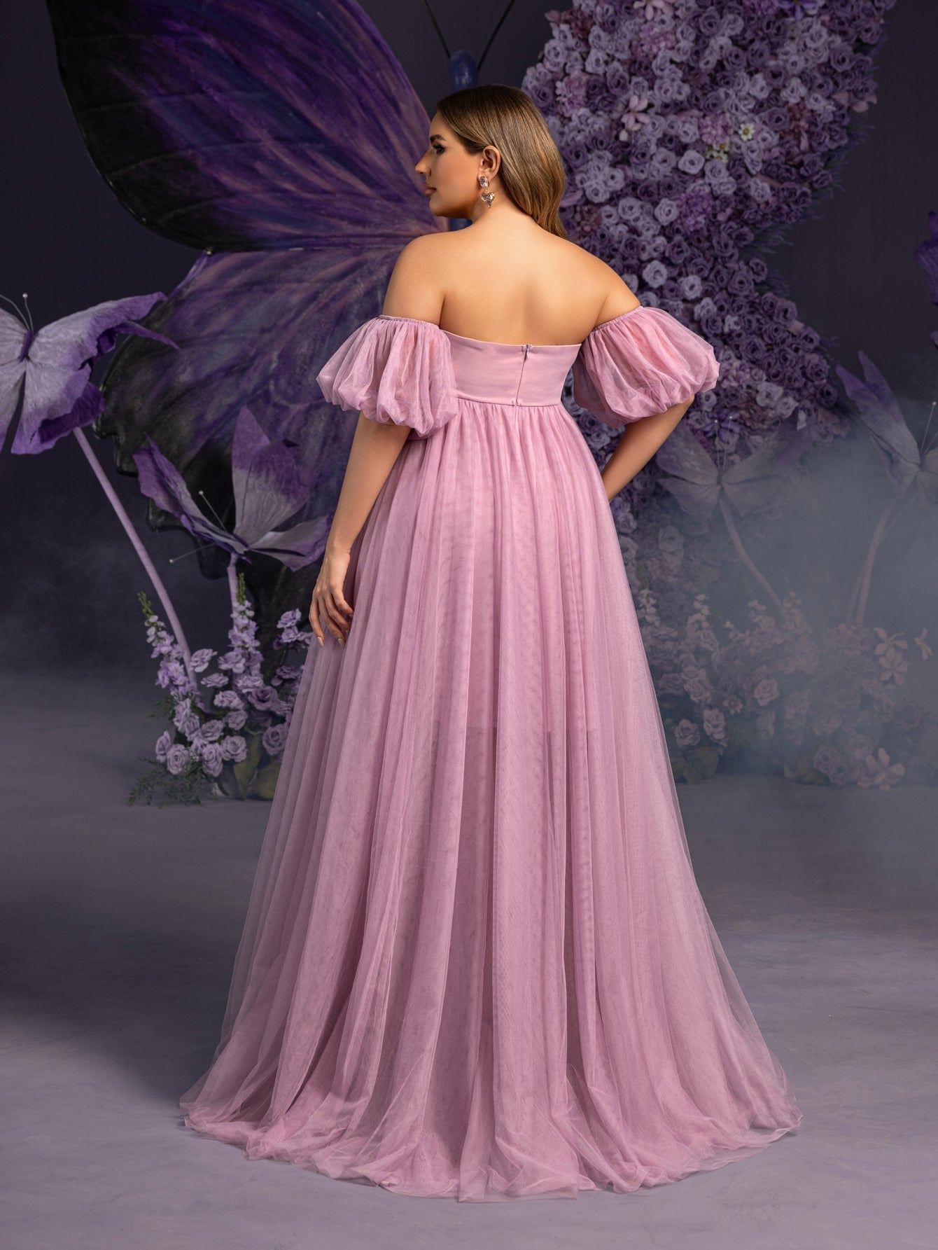 Plus-Size Maternity Strapless Tulle Sleeveless A-Line Evening Gown — authorized product image 2