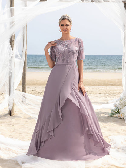 Additional view of Lace Chiffon Floral A-Line Mother of the Bride Dress