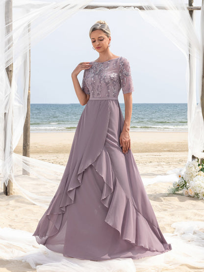 Additional view of Lace Chiffon Floral A-Line Mother of the Bride Dress