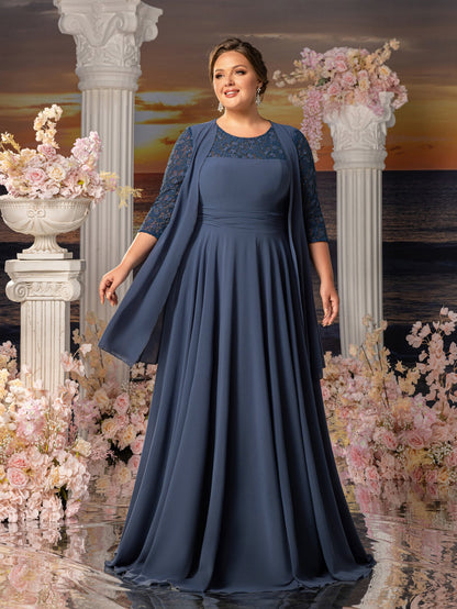 Additional product view of Plus-Size Lace A-Line Floral Maxi Mother-of-the-Bride Dress
