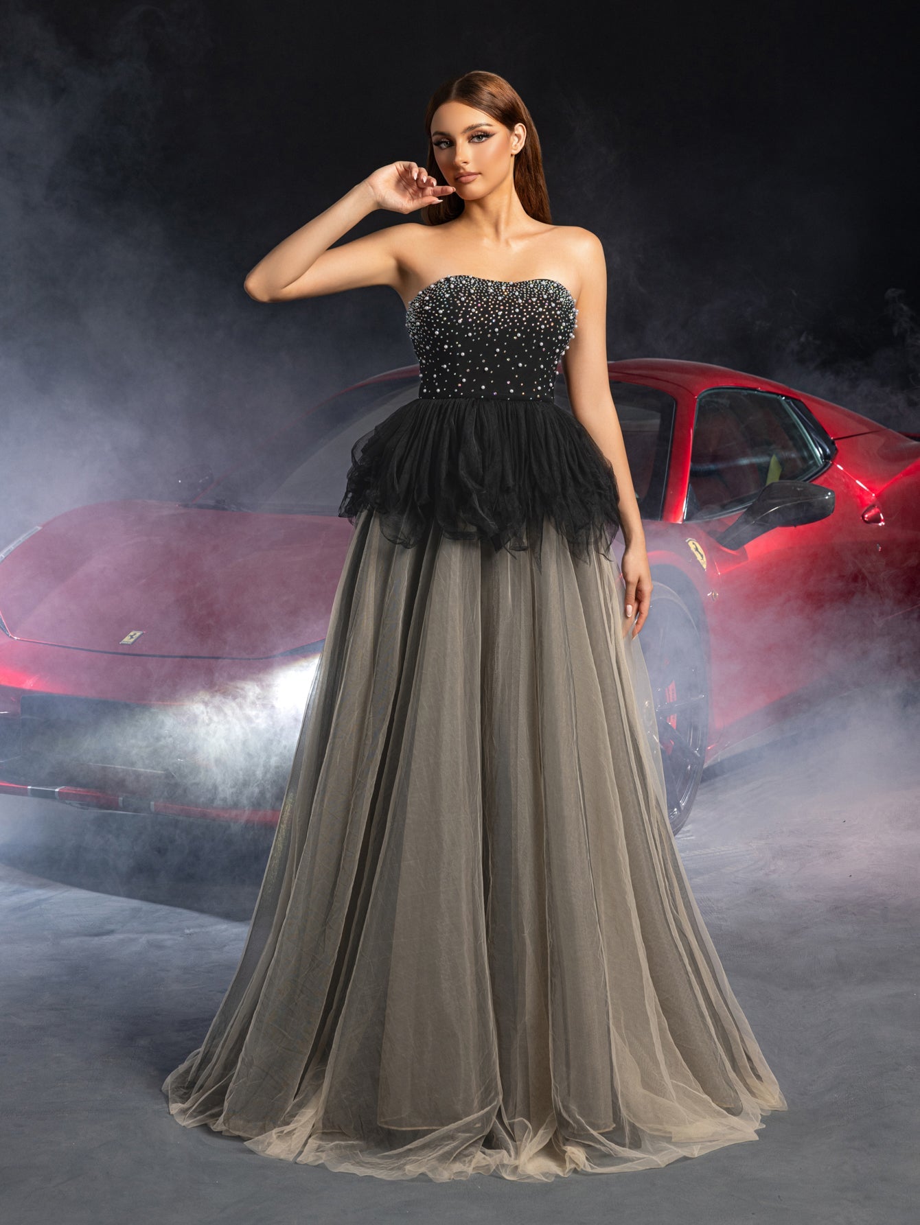 Additional product view of Tulle Strapless Sleeveless A-Line Rhinestone Wedding Dress