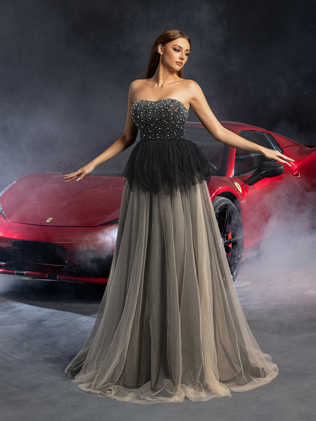Additional product view of Tulle Strapless Sleeveless A-Line Rhinestone Wedding Dress