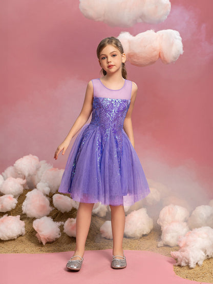 Tween Girls' Sleeveless Contrast Mesh Sequin Dress — authorized product image 5