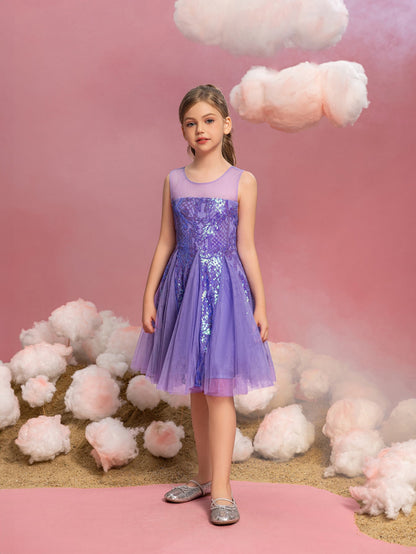 Tween Girls' Sleeveless Contrast Mesh Sequin Dress — authorized product image 6