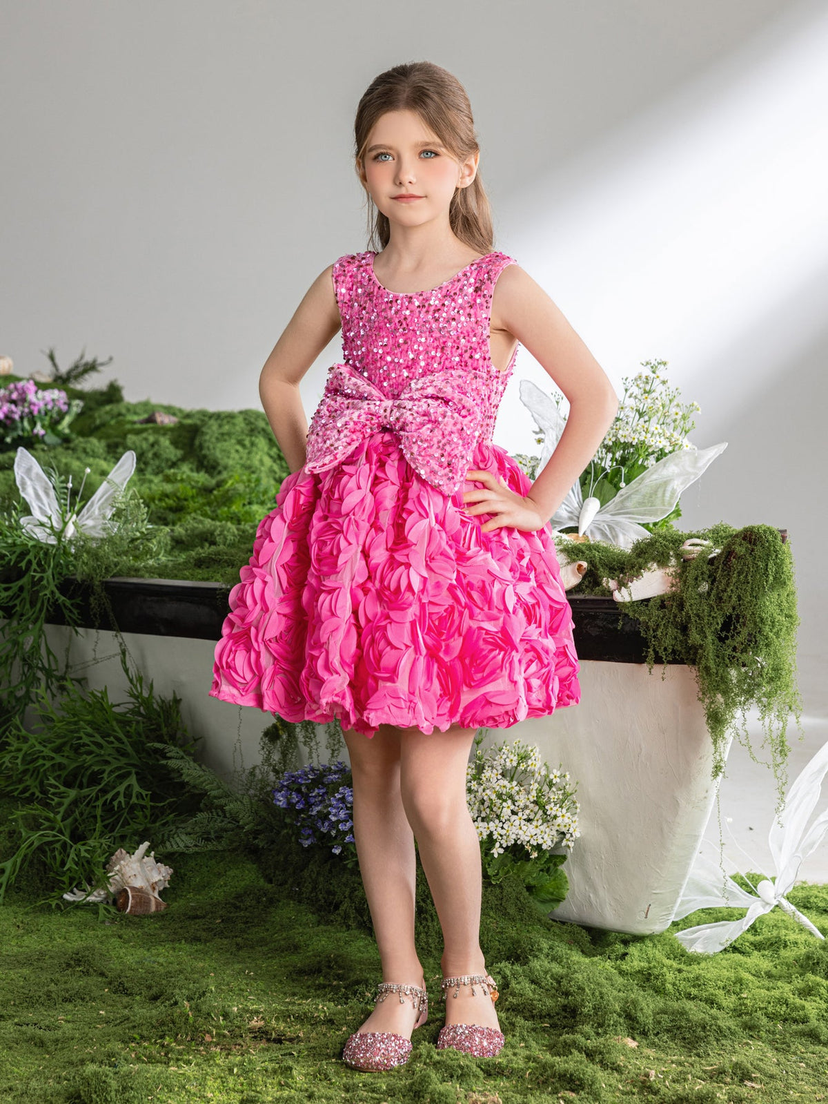 Additional product view of Sequin A-Line Sleeveless Midi Tween Girls' Party Dress