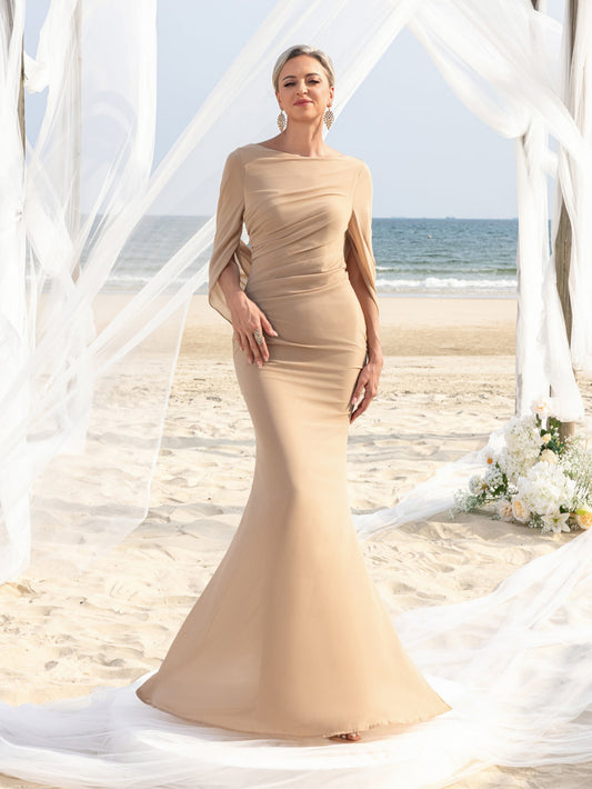 Mermaid Hem Chiffon Maxi Mother-of-the-Bride Dress in Champagne