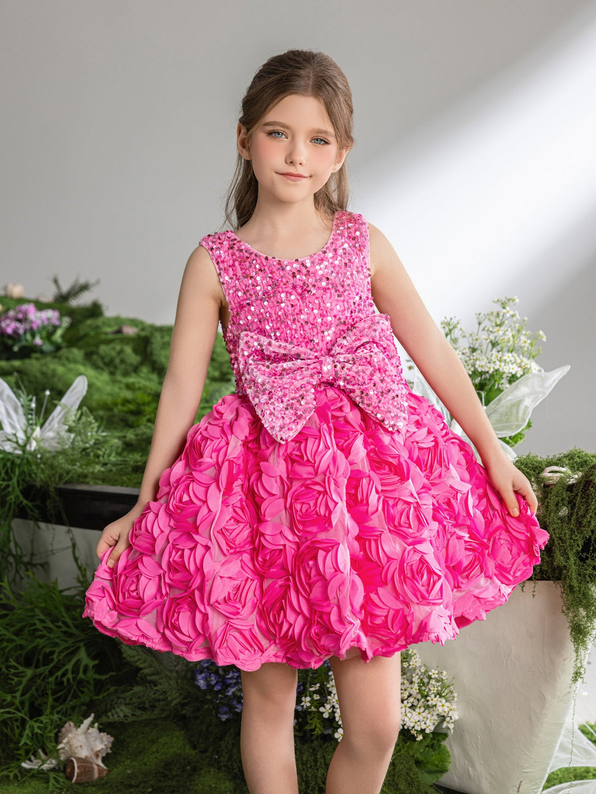 Additional product view of Sequin A-Line Sleeveless Midi Tween Girls' Party Dress