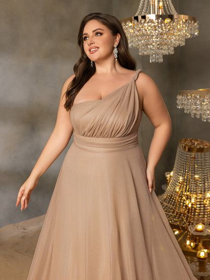 Additional product view of Backless Plus-Size One-Shoulder Chiffon A-Line Evening Gown