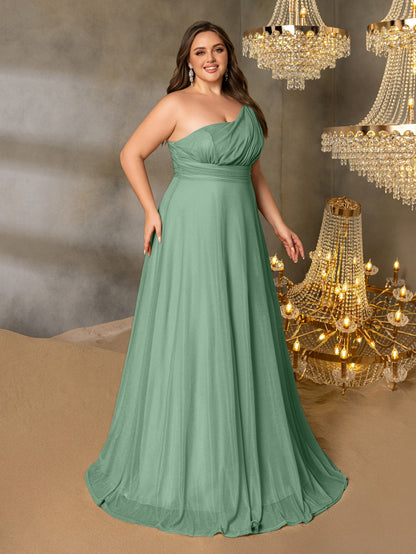 Additional product view of Backless Plus-Size One-Shoulder Chiffon A-Line Evening Gown