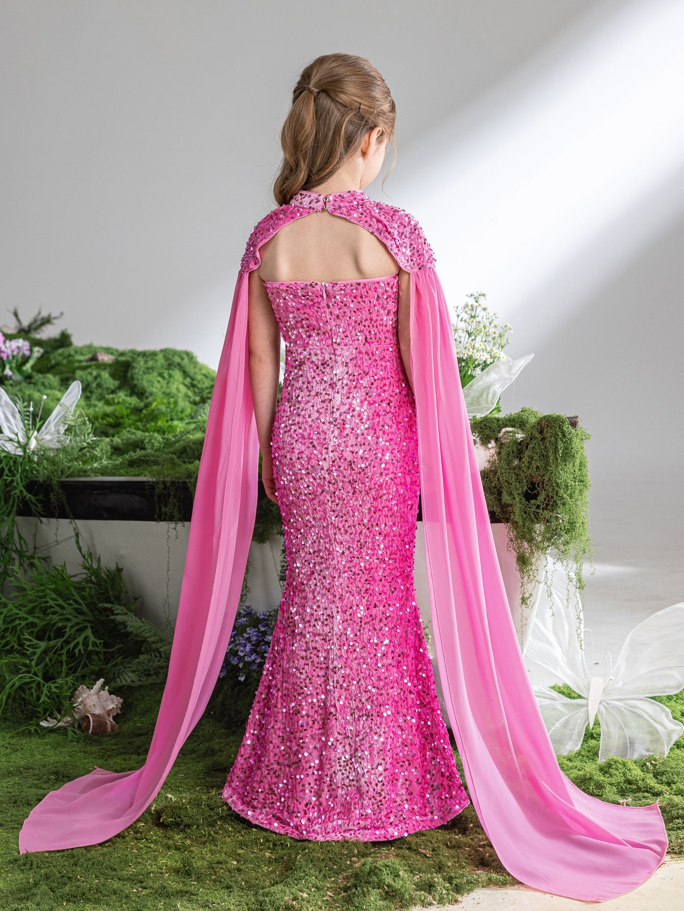 Additional product view of Strapless Sequin Mermaid Sleeveless Maxi Tween Girls' Party Dress