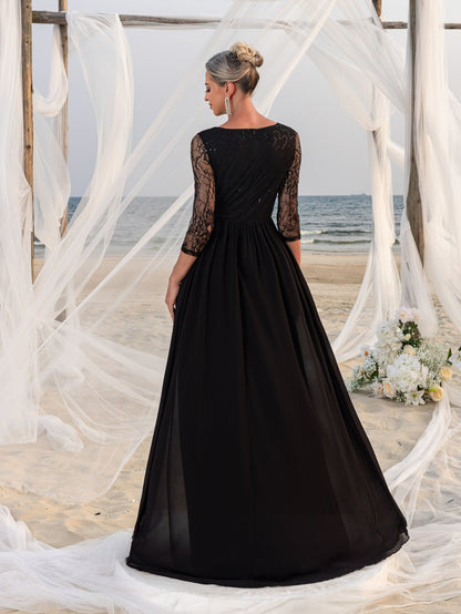 Women's Lace Bodice & Chiffon Skirt Mother-of-the-Bride Formal Dress – view 2