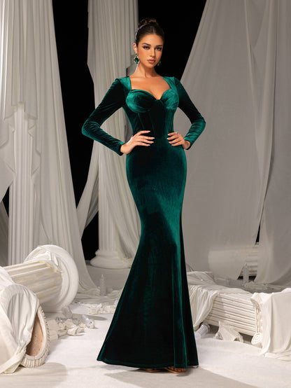 Elegant Velvet Evening Gown – authorized supplier view 5