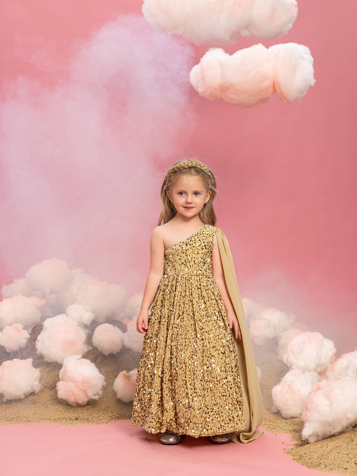 Girls One-Shoulder Sequin A-Line Dress - product image 3