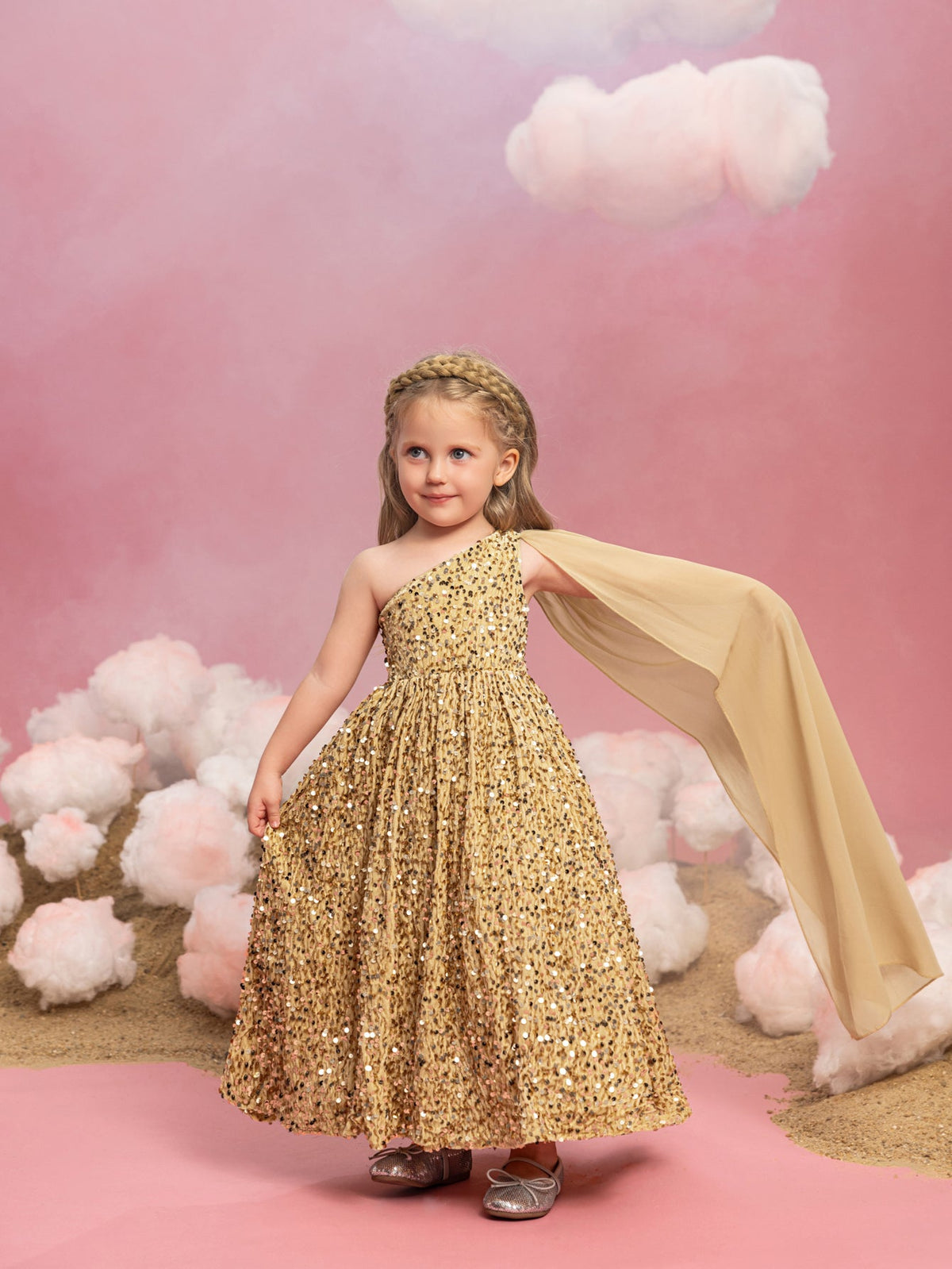 Girls One-Shoulder Sequin A-Line Dress - product image 6