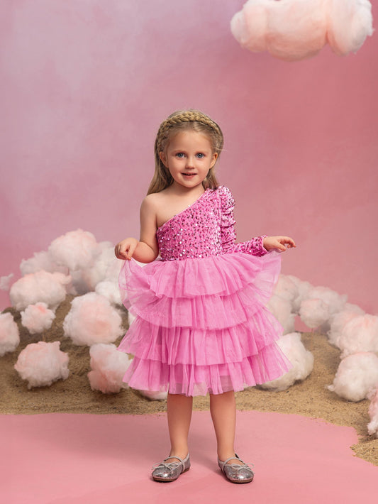 Young Girls' One-Shoulder Tulle A-Line Formal Dress — authorized product image 1
