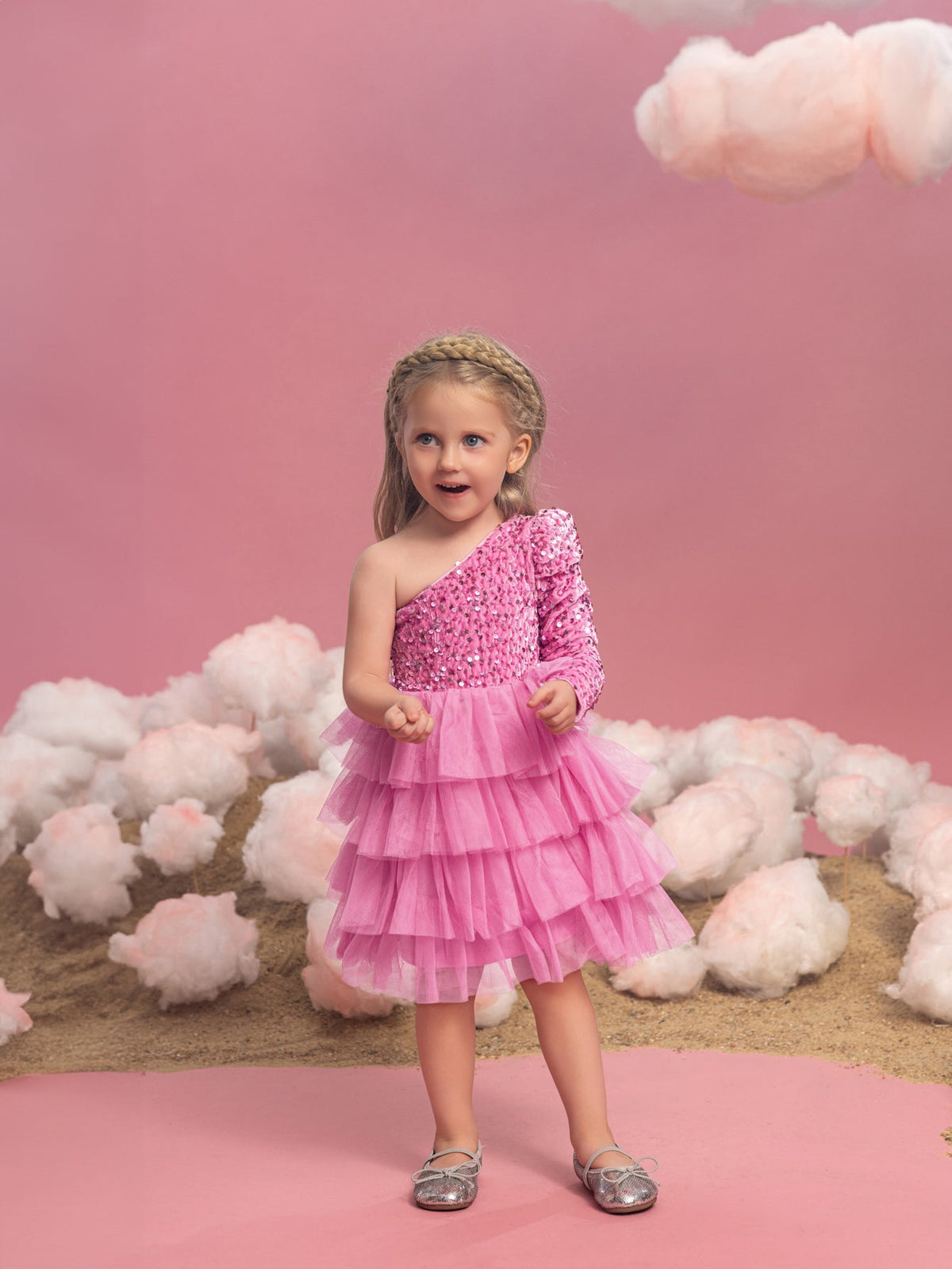 Young Girls' One-Shoulder Tulle A-Line Formal Dress — authorized product image 5