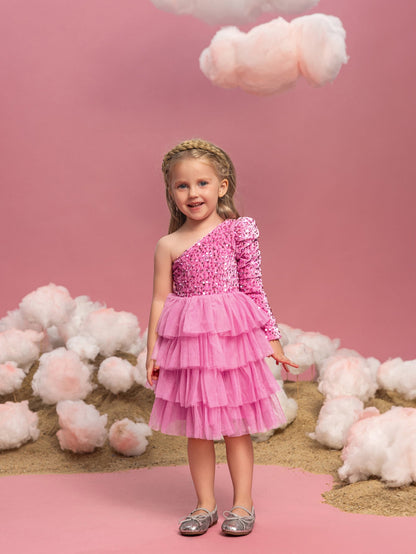Young Girls' One-Shoulder Tulle A-Line Formal Dress — authorized product image 6