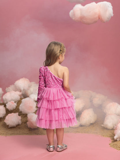 Young Girls' One-Shoulder Tulle A-Line Formal Dress — authorized product image 2