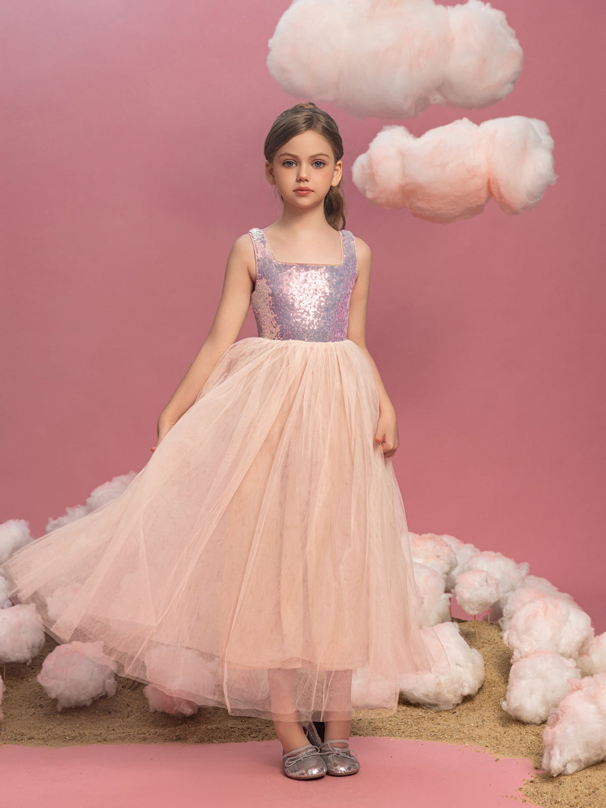 Tween Girls' Square Neck Sequin Sleeveless A-Line Formal Gown — authorized product image 4