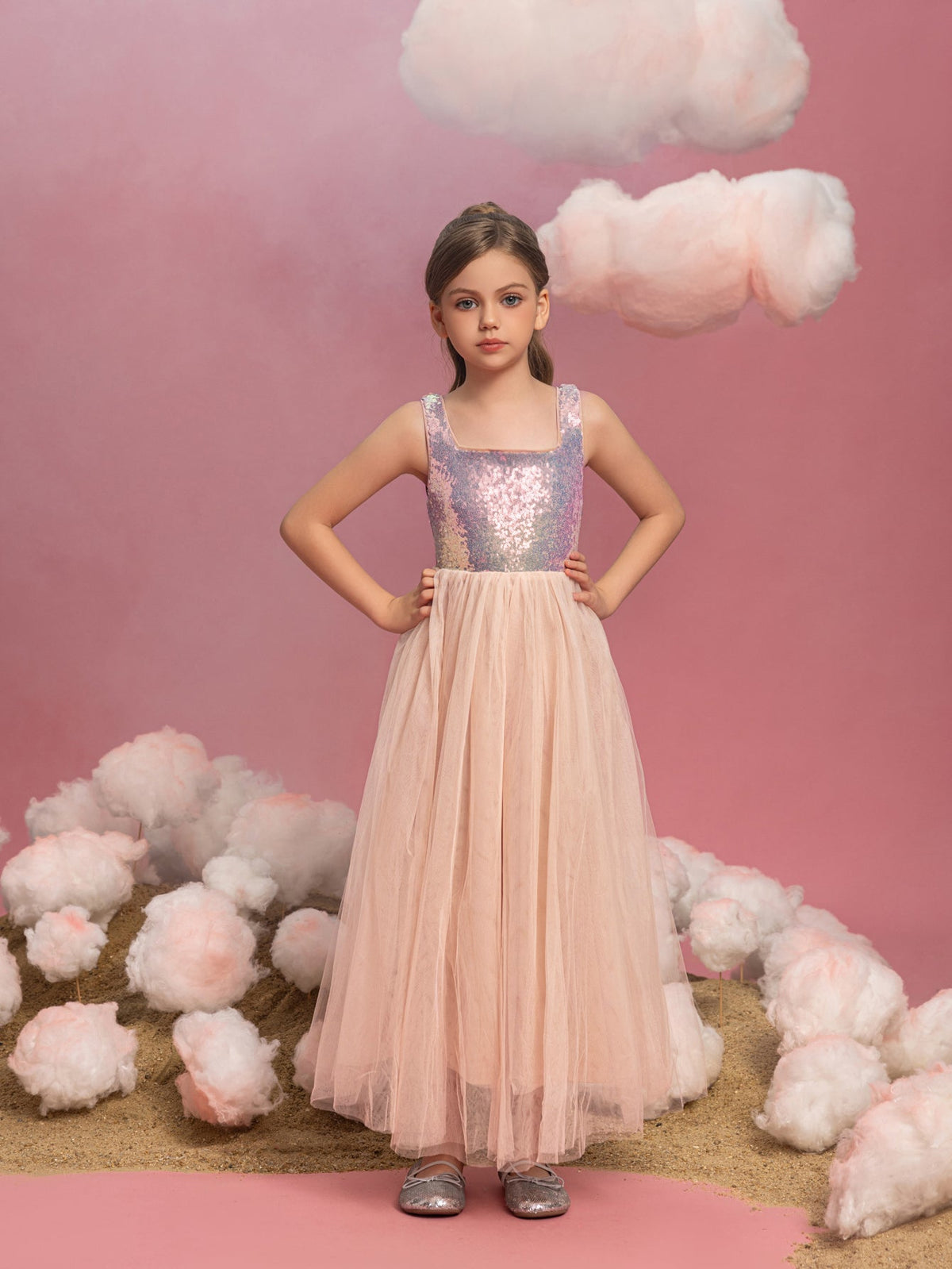Tween Girls' Square Neck Sequin Sleeveless A-Line Formal Gown — authorized product image 6