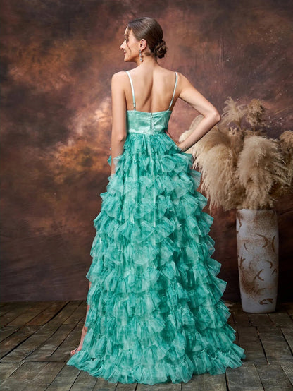 Maternity Plunging Ruffle Sleeveless A-Line Evening Gown — authorized product image 2