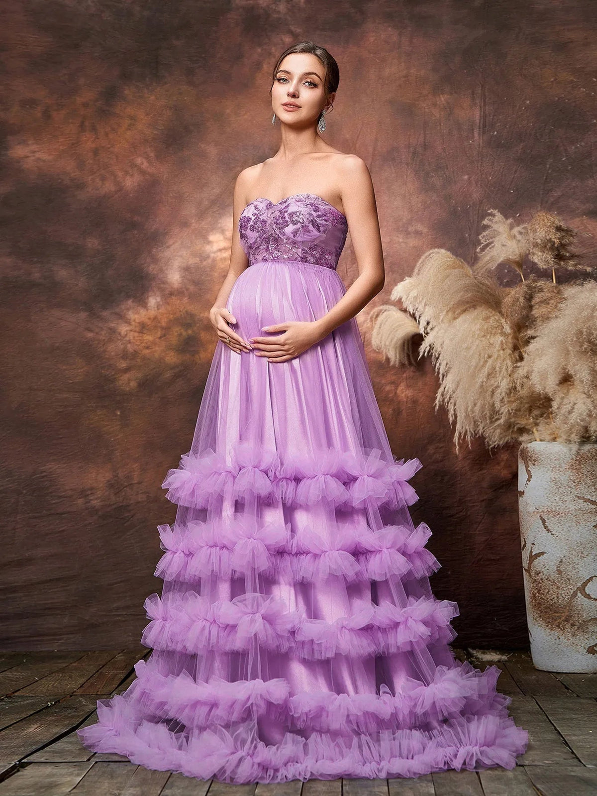 Maternity Strapless Sequin Sleeveless A-Line Evening Gown — authorized product image 3
