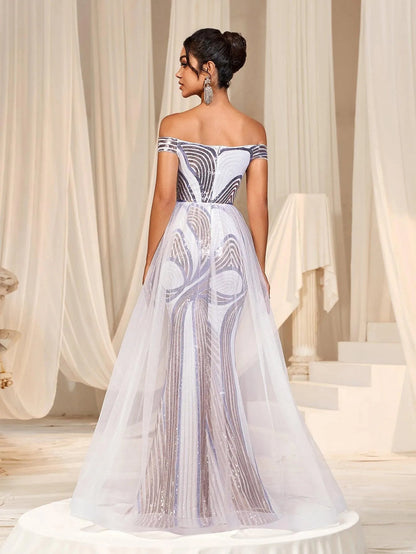 Off-Shoulder Maxi Mermaid Prom Dress — authorized product image 2