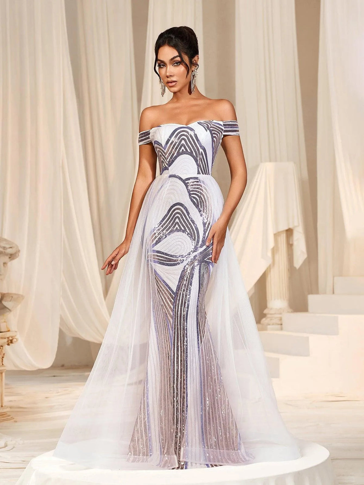 Off-Shoulder Maxi Mermaid Prom Dress — authorized product image 3