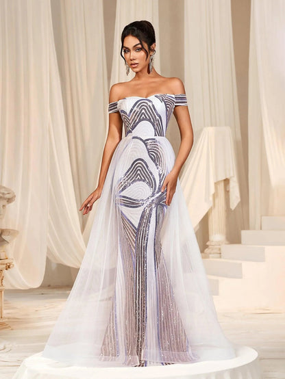Off-Shoulder Maxi Mermaid Prom Dress — authorized product image 3