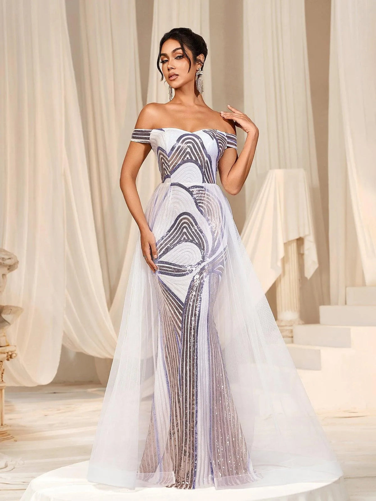 Off-Shoulder Maxi Mermaid Prom Dress — authorized product image 1