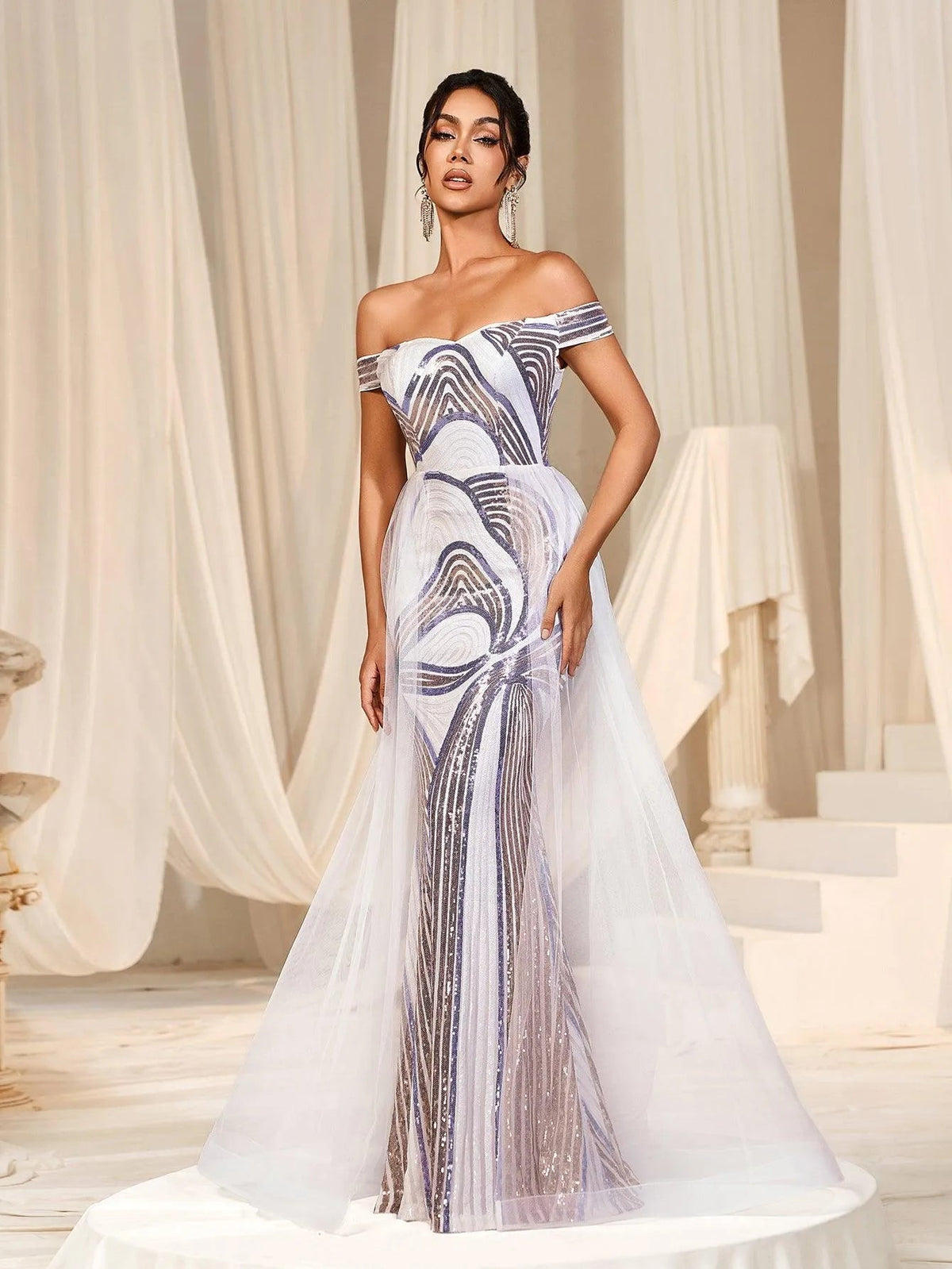 Off-Shoulder Maxi Mermaid Prom Dress — authorized product image 4