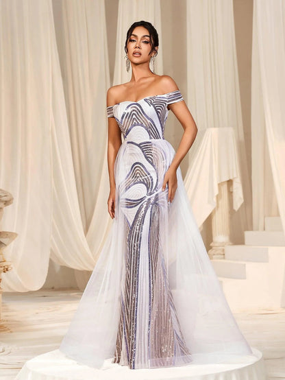 Off-Shoulder Maxi Mermaid Prom Dress — authorized product image 4