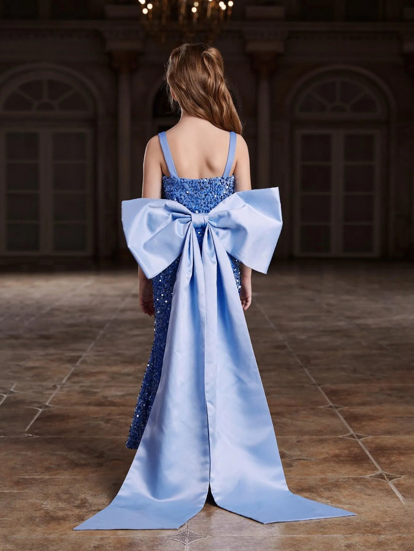 Additional product view of Square-Neck Sequin Mermaid Sleeveless Maxi Tween Girls' Party Dress
