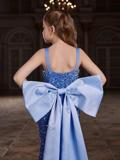 Additional product view of Square-Neck Sequin Mermaid Sleeveless Maxi Tween Girls' Party Dress