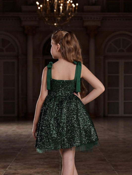 Additional product view of Cami Strap Sequin A-Line Sleeveless Midi Tween Girls' Party Dress