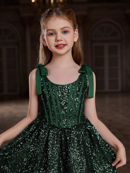 Additional product view of Cami Strap Sequin A-Line Sleeveless Midi Tween Girls' Party Dress