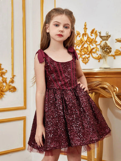 Additional product view of Cami Strap Sequin A-Line Sleeveless Midi Tween Girls' Party Dress