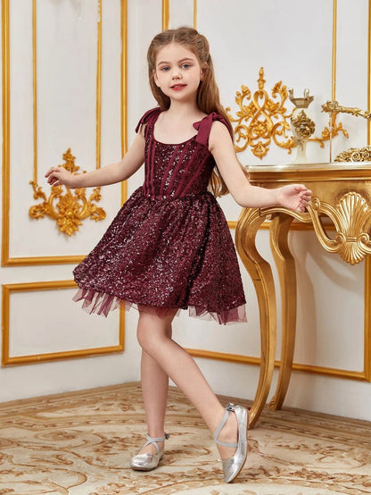 Additional product view of Cami Strap Sequin A-Line Sleeveless Midi Tween Girls' Party Dress